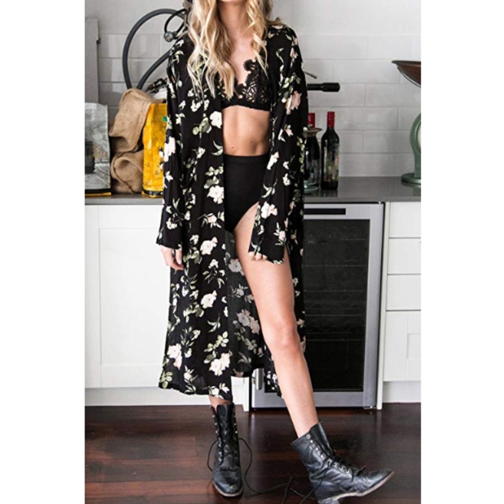 Long floral kimono
